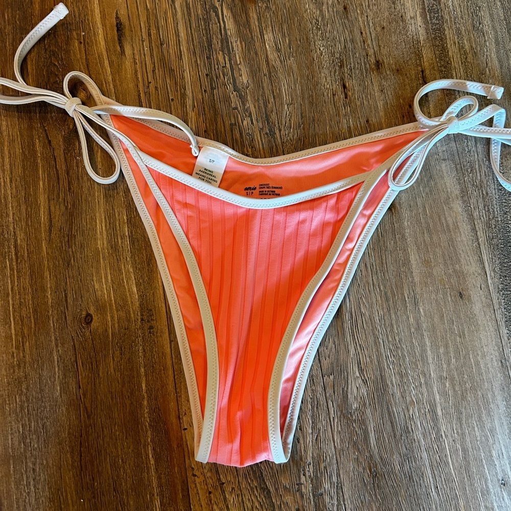 Aerie Pink and White Bikini cheeky bottom